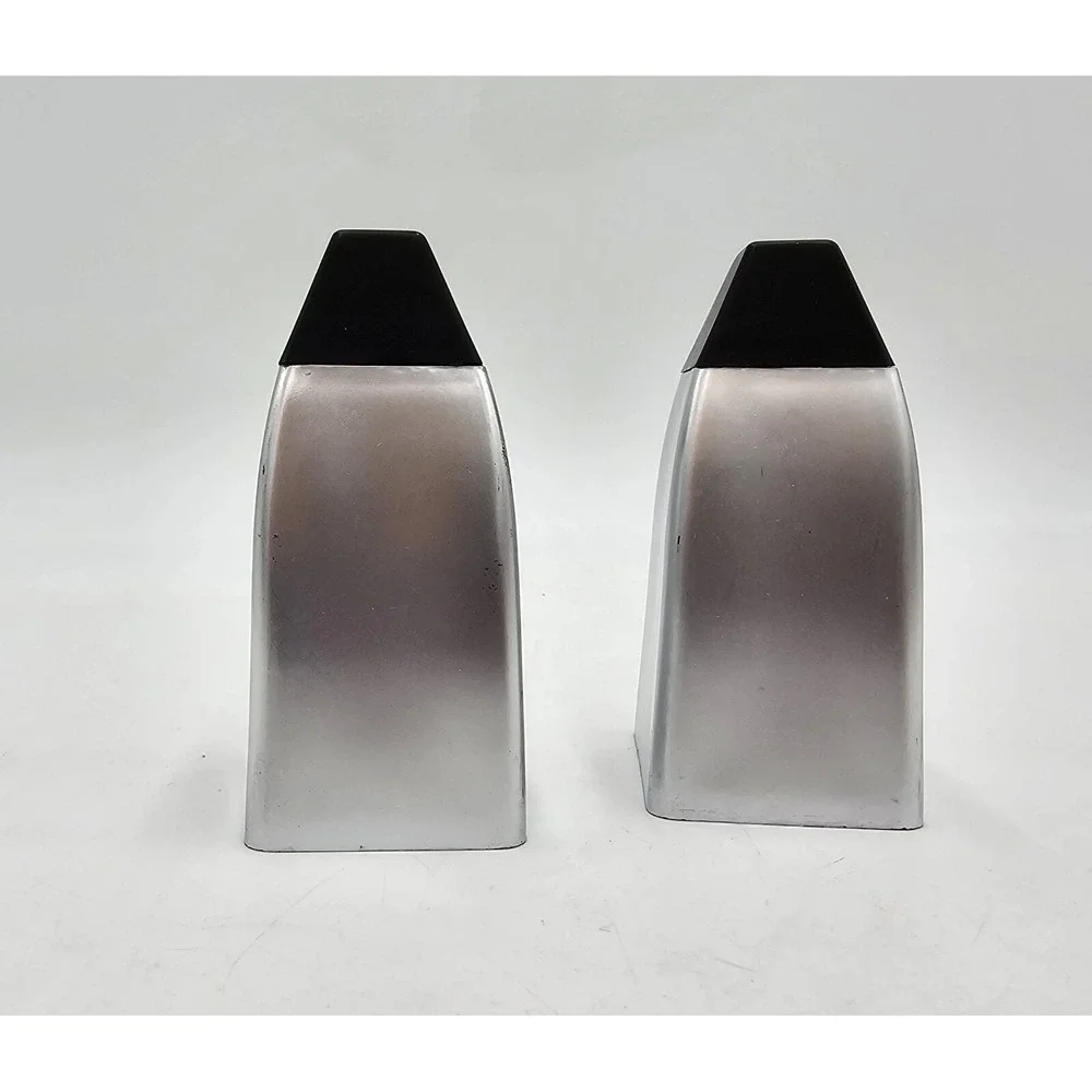 Salt & Pepper Shakers Brushed Chrome Look Lucite Atomic Wedge Shape Seasoning